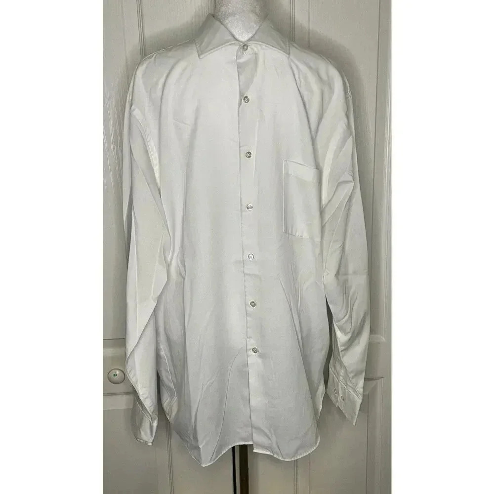 Van Heusen Flex Collar White Classic‎ Fit Long Sleeve Shirt Size 16 1/2" 34/35